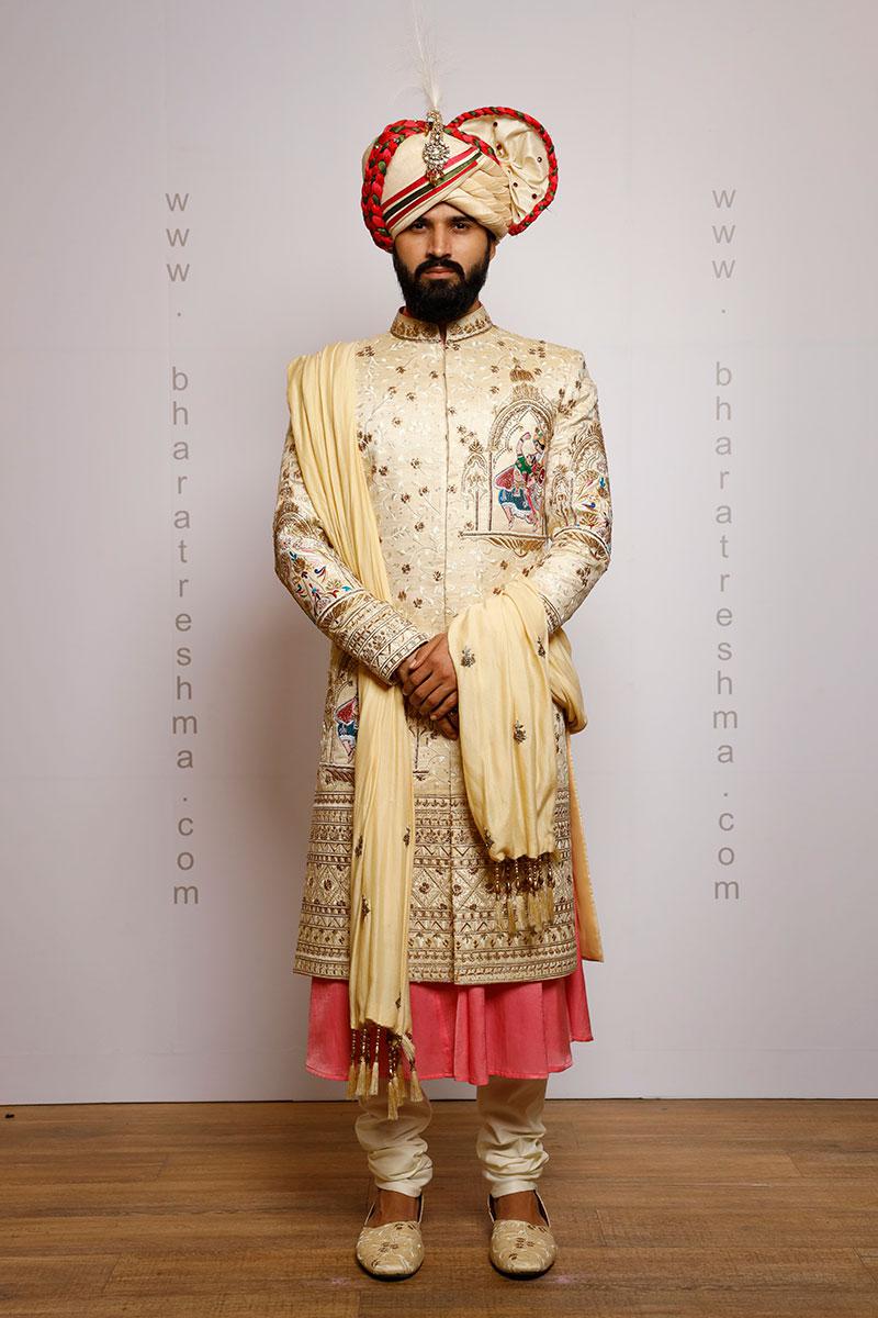 RESHAM & DABKA WORK SILK SHERWANI