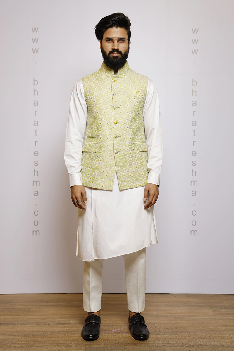 THREAD WORK BAN COLLAR WAIST COAT